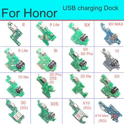 For Honor 8 8X 9i 9X 10 20 20S 20i 30 30S X10 X10 MAX Lite Pro USB Charging Dock Port Connector Board Parts Flex Cable