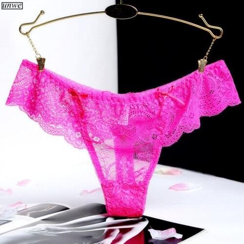 Feminine Lace Thong Briefs Ladies Transparent G-string Underwear Women Thin Mesh Panties M-XL