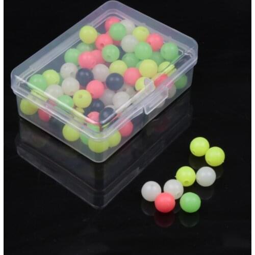 100pcs Soft Fishing Beads Stopper 6mm/8mm Luminous Round Fishing Space Beans Stops Soft Rig Lure