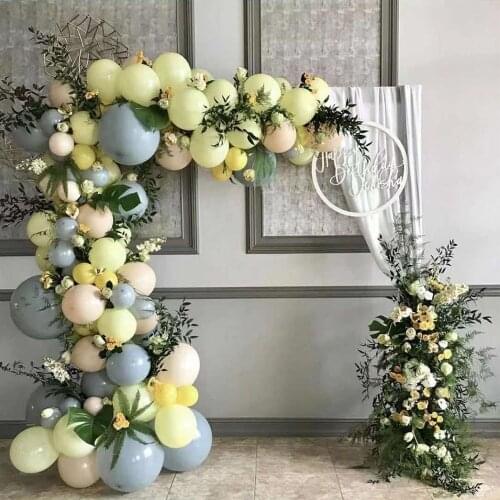 102pcs Gray Yellow Nude Balloon Garland Arch for Wedding Birthday Party Decorations Yellow Grey Baby Shower Decoration Supplies