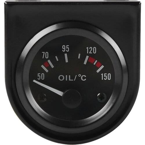 2 inch 52mm 12V White LED Pointer Car Oil Temp Temperature Gauge with Sensor Black