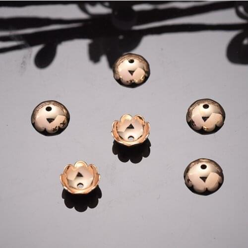 20pcs/Lot Flower Beads Caps 18K Real Gold Plated Brass Jewelry Accessories for DIY Necklace Earring Bracelet Women Girls Gift