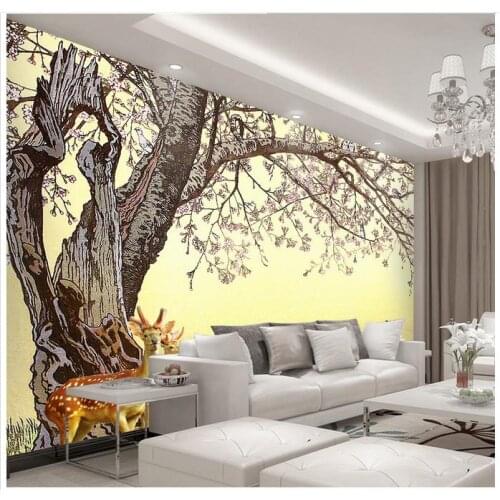 3d photo wallpaper custom 3d murals wallpaper Mediterranean Sea wall paper Chinese TV setting wall rich tree bedroom wall decor