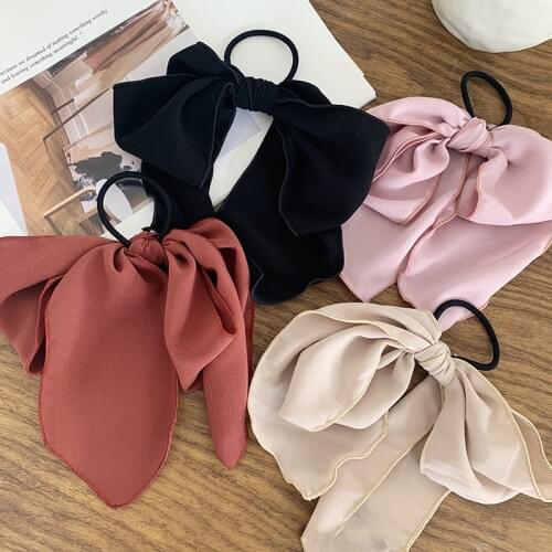Free shipping Fashion women solid bow ribbon hairties girls elastic rubber ladys sweet gum Ponytail Holder hair accessories