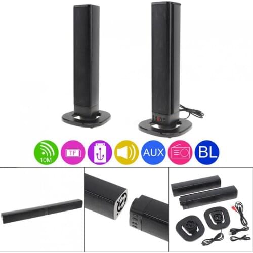 BS-36 Theater Bluetooth Soundbars Speaker with 4 Full Range Horns and 3D Stereo Surround Sound Support Foldable for TV / PC
