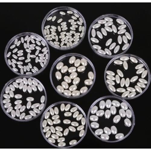 Good Pick Size 200pcs-50pcs White Ivory Oval Rice ABS Imitation Pearl Beads Loose Beads For DIY Bracelet Jewelry Findings Making