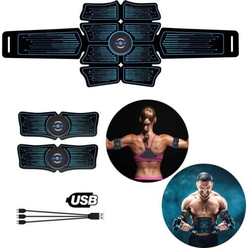 Home Gym Wireless Abdominal Muscle Stimulator EMS Smart Fitness Training Electric Massager Body Slimming Belt USB Recharge ABS