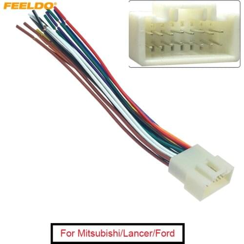 FEELDO 1Pc Car Stereo Radio 16Pin Wire Harness For Mitsubishi/Lancer/Ford Relevant Installing Aftermarket Stereo Unit