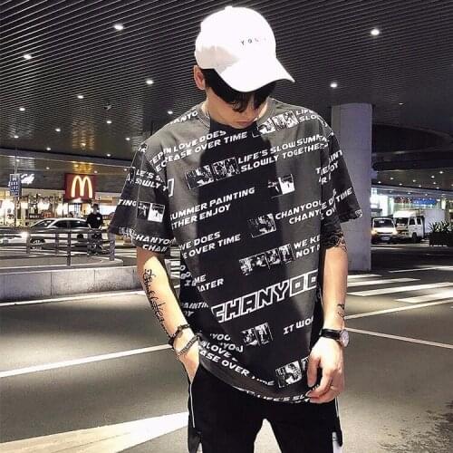 Short sleeve T-shirt hip-hop T-shirt casual funny summer Harajuku T-shirt street style Korean fashion T-shirt man