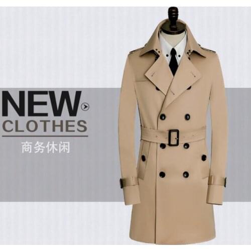 Khaki 2020 new designer slim sexy business trench coat men overcoat long sleeve mens clothing casaco masculino Free shipping 159