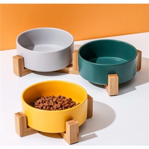 Cat ceramic bowl with design stand Feeder cat high Integrated double pet bowl For cats kittens Drinker protects cervical spine