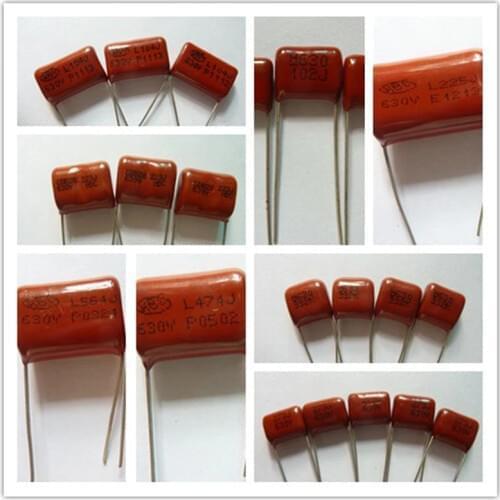 10pcs CBB capacitor 630V 102~225 1nF~2.2uF Metallized Polypropylene Film Capacitor All Values