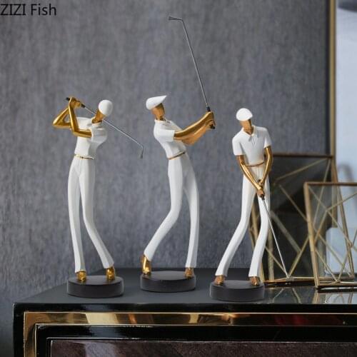 Creative Resin Golf Man Sculpture Wine Cabinet Living Room Crafts Character Statue Home Decoration Modern Figurines Wedding Gift