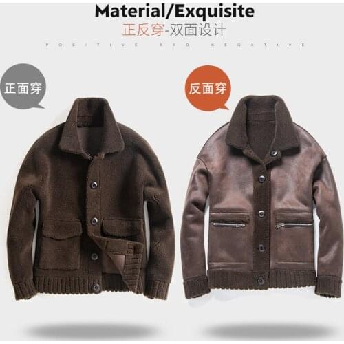 Sheep Shearing Wool Jacket Autumn Winter Real Fur Coat Men Plus Size Double-sided Wear Abrigo Hombre WpJM1020 KJ3820