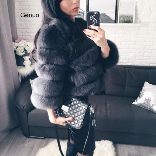 Women Warm Faux Fox Fur Coat Short Winter Fur Jacket Outerwear Blue Fake Fox Fur Coats for Women 2020 New Hot Promotion