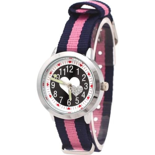 Cute Boys Girls Quartz Watch Kids Childrens Fabric Strap Student Time Clock Wristwatch Gift Heart Dial Watches