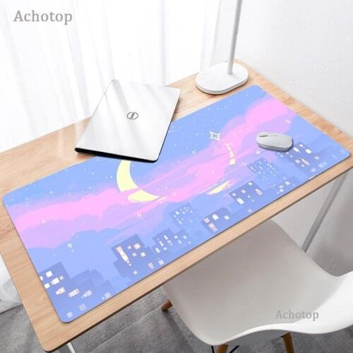 Cute Moon Landscape Aesthetics Art Mouse Pad XXL Kawaii Anime Laptop Gaming Mouse Pad PC Gamer Large Mouse Pad Keyboard Desk Mat