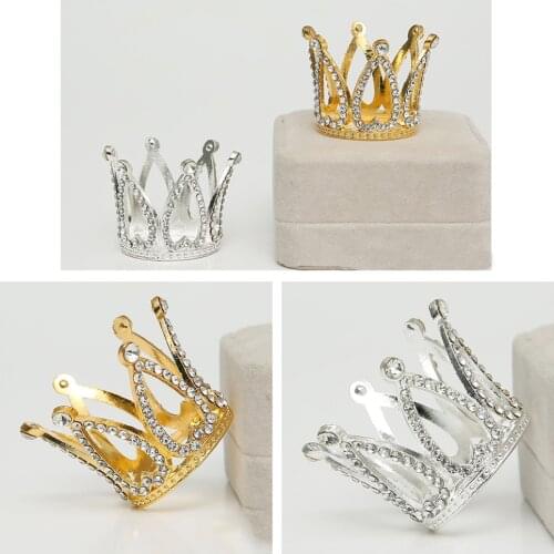 Mini Crown Cake Topper Tiara Cupcakes Crystal Rhinestone Crown Cake Decorations For Theme Party Birthday Decorations