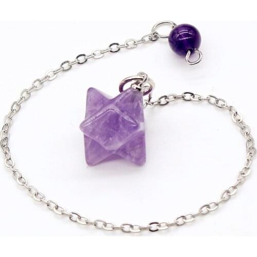 Trendy-beads Ethnic Style Silver Plated Chain Natural Purple Amethysts Star Pendant For Valentines Day Jewelry