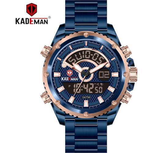 KADEMAN Mens Watches Fashion Sport Wristwatches Waterproof Dual Display Digital Watch Military Army Male Clock Relogio Masculino