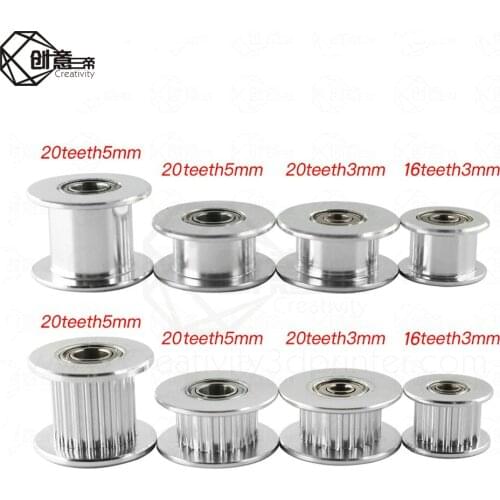 1pcs GT2 Idler Timing Pulley 16/20 Tooth Wheel Bore 3/5mm Aluminium Gear Teeth Width 6/10mm 3D Printers Parts For pulley Part