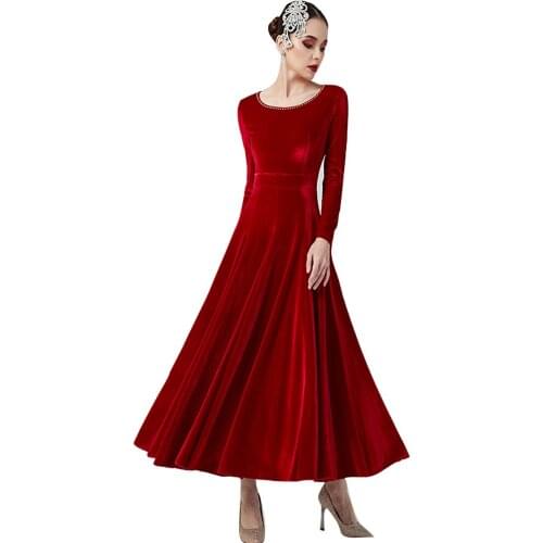 2021 New Modern Womens Dress Ballroom National Standard Dance Competition Dress Social Practice Long Half Sleeve