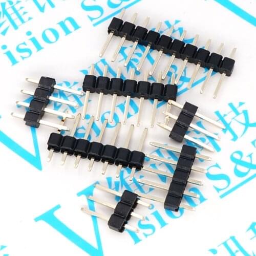 10PCS 2.54mm Single Row Male 2~40P Breakaway PCB Board Pin Header Connector Strip Pinheader 2/3/4/5/6/8/10/12/15/20/40Pin