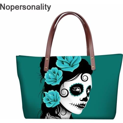 Nopersonality Casual Women Tote Bags Gothic Girls Pattern Shoulder Bag for Ladies Girls Handbags Set with Clutch Wallets