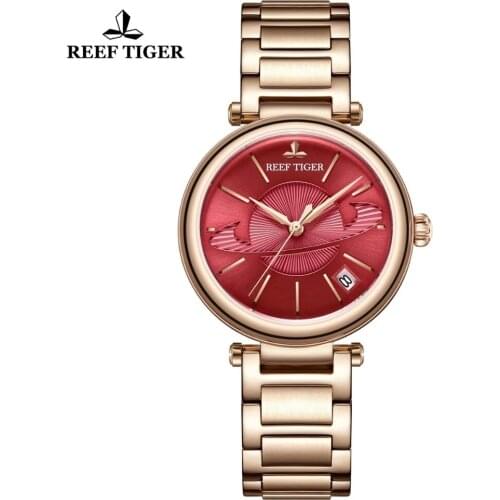 Reef Tiger/RT Luxury Brand Women Designer Mechanical Watch Stainless Steel Automatic Watch Relogio Feminino Gift for Ladies