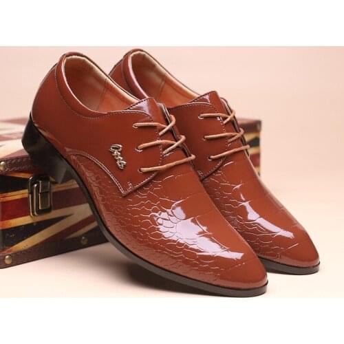 Luxury brand PU Leather Fashion Men Business Dress Loafers Pointy Black Shoes Oxford Breathable Formal Wedding designer shoes