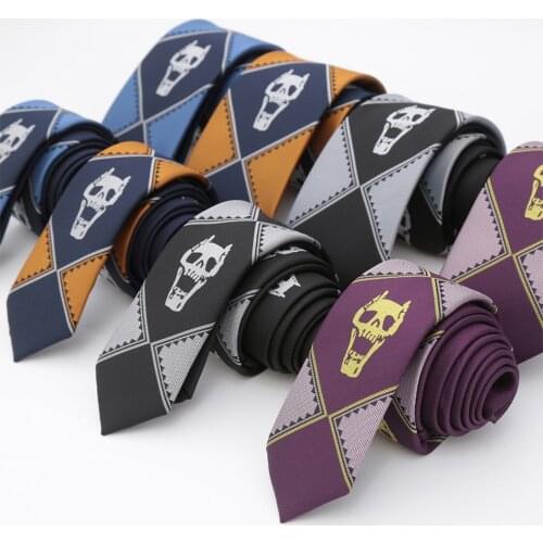 Anime JoJo Bizarre Adventure Necktie KILLER QUEEN Kira Yoshikage Skull Neck Tie Cosplay Costumes Accessories Halloween Cool Gift