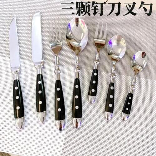 Stainless steel western tableware three nails knife fork spoon practical bakelite black handle stainless steel knife fork spoon
