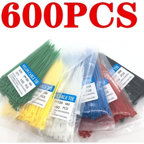 600Pcs Zip Ties 3x100mm Nylon Self-Locking Cable Ties Color Plastic Zip Ties Velcro Cable Ties Cable Organizer Wire Strap