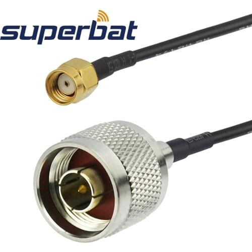 Superbat N Plug to RP-SMA Male (female pin) Antenna Pigtail Coaxial Adapter Cable 16.1" (41CM) RG174