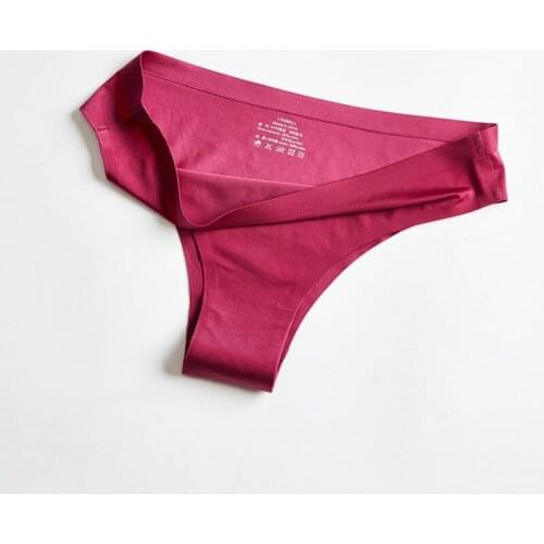 Panties Woman Underwear Sexy Seamless Sports T-back Solid Soft G-string Thong Woman Underwear Ice Silk Plus Size