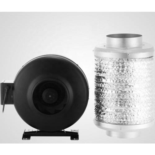 6" Inline Exhaust Duct Fan Air Blower Carbon Filter Kit Odor Control Scrubber