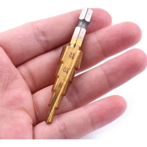 High Hardness 1Pc 4-12MM Durable HSS Hex Shank 1/4'' Drill Bit Metalworking High Speed Steel Step Drill Bit Tool