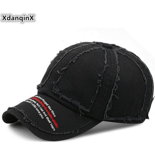 XdanqinX Unisex 100% Cotton Embroidery Hat Mens Retro Baseball Cap Washable Women Trendy Sports Caps Couple Hats Snapback Cap