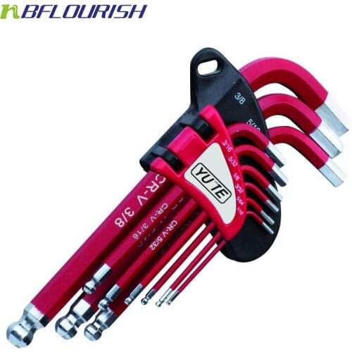 Yute 9PCS Long Arm Metric Hex Key Wrench Set Ball Point Key Set Ball Ended Key Set with plastic coating Free Shipping