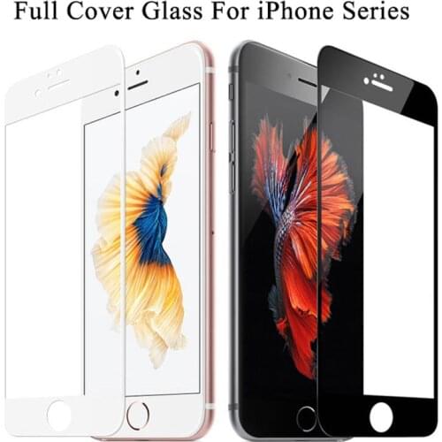 Full Cover Tempered Glass on For iPhone 7 8 6 6s Plus Screen Protector Protective Glass For iPhone X XS Max XR Curved Edge Film