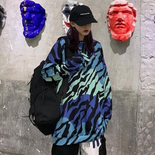 Ms Autumn and Winter High street style retro camouflage sweatshirt for women Korean letter embroidery loose top худи женский