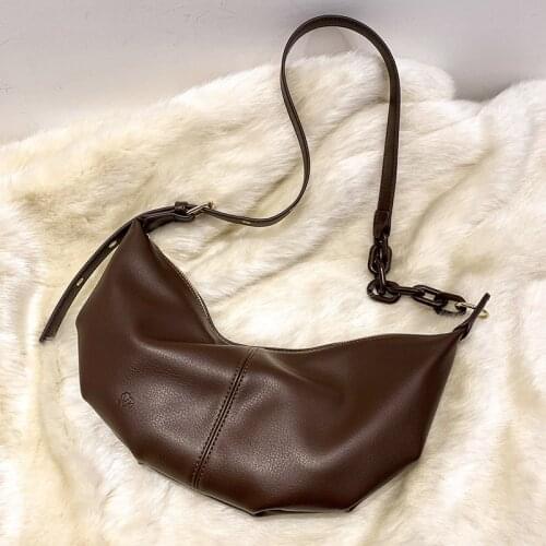 VeryMe Retro Soft Leather Crossbody Bag Small Shoulder Simple Bag Lady Phone Handbags And Purses Light Half Moon Messenger Bags