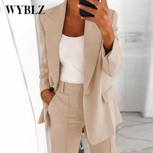 Office Lady Elegant Slim Blazer Suit Outerwear Single Button Blazer Jacket Women Long Sleeve Solid Color Jacket 2021 Autumn New