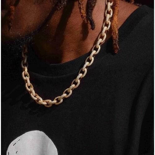 Hip hop summer style new fashion Iced Out Miami cuban sparking bling 5A Cubic zirconia box open link chain women choker necklace