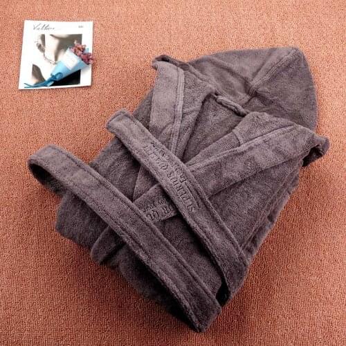 Winter Bathrobe Hooded Men Warm Soft Cotton Towel Fleece Long Plus Size 2XL Sleep Lounge Kimono Robe Male Dressing Gown Robes