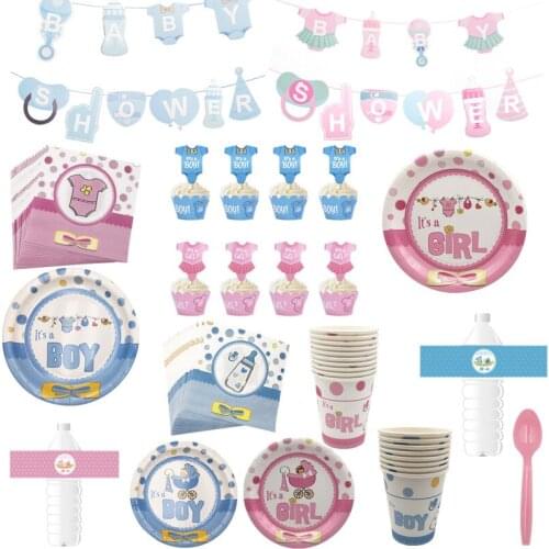1set Its A Girl Boy Dessert Plate Napkins Baby Shower Decoration Party Tableware Gender Reveal Baby Shower Party Supplies