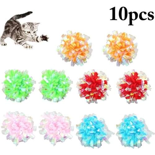 10PCS/1Set Cat Toy Assorted Crinkle Ball Cat Interactive Toy Cat Play Toy Colorful Ball Cat Funny Toy Training Toys for Pets