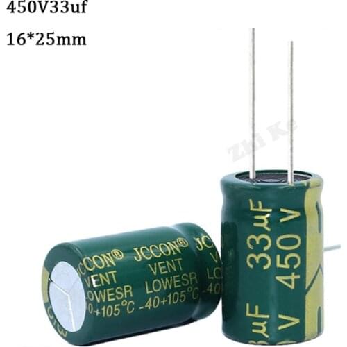 10 pcs Aluminum electrolytic capacitor 33 uF 450 V 16 * 25 mm frekuensi tinggi Radial Electrolytic kapasitor
