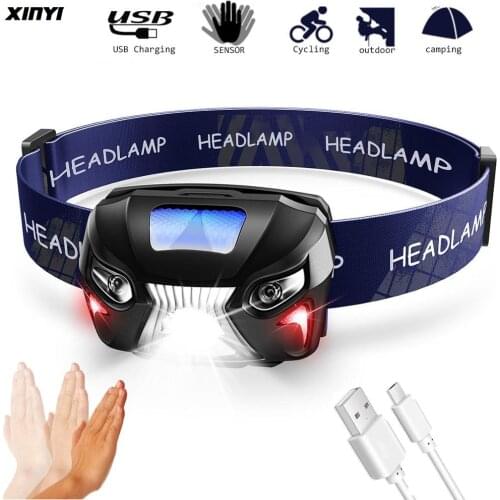 10000Lm Powerfull Headlamp Rechargeable LED Headlight Body Motion Sensor Head Flashlight Camping Torch Light Lamp With USB