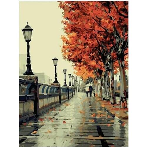 Full Square/Round Drill 5D DIY Diamond Painting "Autumn Rain Road" Embroidery Cross Stitch Christmas Home Decor FH362